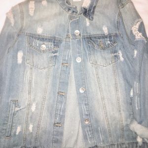Oversized denim jacket.